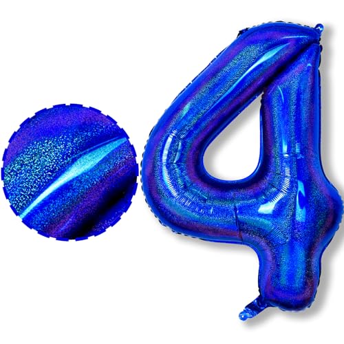 Riesen Blau 4 Luftballon Zahl Deko, 40 Zoll Dunkelblau Helium Zahlenballon 4 Geburtstagsdeko, XXL Navy Blau Marineblau Zahl 4 Folienballon für Jungen 4. Geburtstag Herren Jubiläum Party Dekoration von Isndare