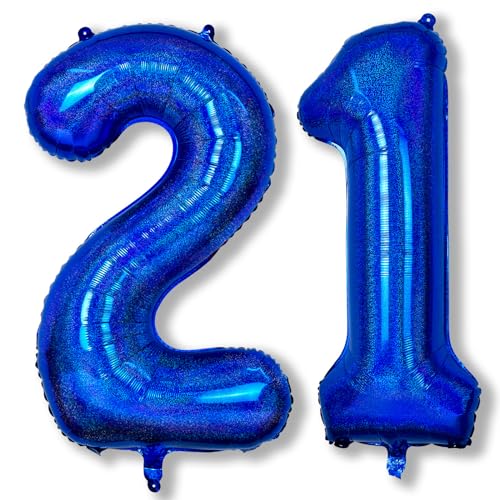 Riesen Marineblau 21 Luftballon für Herren, 40 Zoll Navy Blau Helium 21 Zahlenluftballons Geburtstagdeko, Dunkelblau Zahl 21 Folienballon für Frau 21. Geburtstag Party Deko Jubiläum Party Dekoration von Isndare