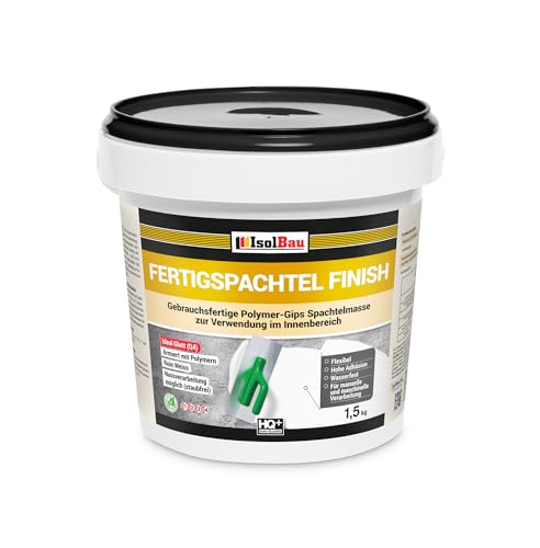 Isolbau Fertigspachtel Finish 1 kg, Glättspachtel Fugenspachtel, Gebrauchsfertige Polymer-Gips Fertig-Spachtelmasse für innen, Weiß Q1-Q4 von Isolbau