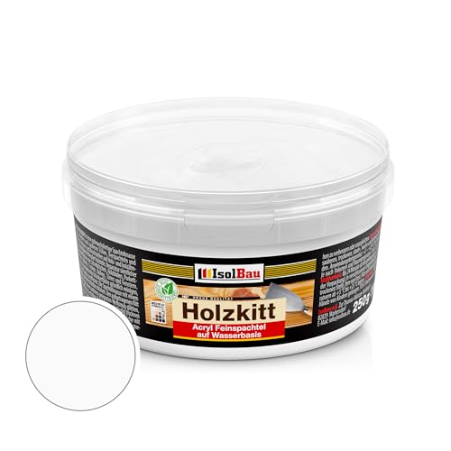 Isolbau - Holz-Spachtelmasse 250 g - Holzspachtel Holzkitt Außen und Innen - Holz-Reparaturspachtel - Holzreparaturmasse - Holz-Fertigspachtel - Schnelltrocknend - Weiß (Nr. 1) von Isolbau