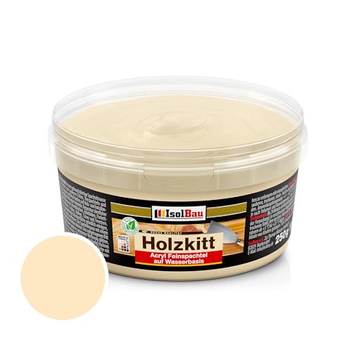 Isolbau - Holz-Spachtelmasse 250 g - Holzspachtel Holzkitt Außen und Innen - Holz-Reparaturspachtel - Holzreparaturmasse - Holz-Fertigspachtel - Schnelltrocknend - Kiefer Hell (Nr. 8) von Isolbau