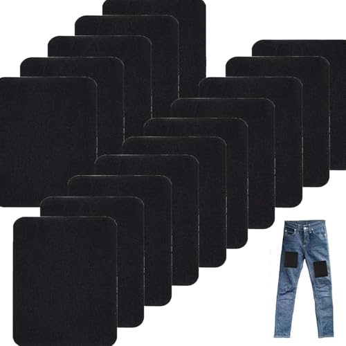 15PCS Bügelflicken aus Baumwolle, Iron on Repair Patches, Flicken Zum Aufbügeln, Denim Patches zum Aufbügeln für Clothing, Dress, Shirts, Pants, Coats, Jeans and More, Black von Issimober