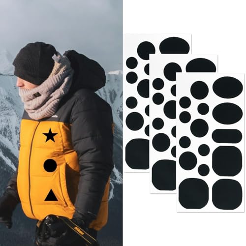 45 Stück Daunenjacke Patches | Selbstklebende Reparaturflicken für Daunenjacken, Nylon Reparaturband selbstklebende für Jacke Zelt Oberbekleidung Reparatur(Schwarz) von Issimober