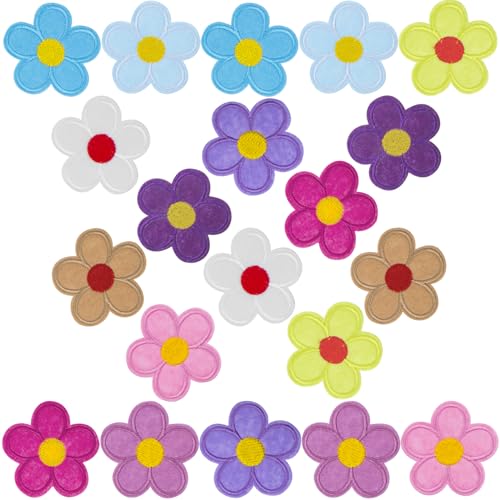 Isslly Aufnäher zum Aufbügeln mit 5 Blütenblättern, 5 cm, klein, bunt, Blumenaufnäher für Kleidung, niedlich, lebendig, bestickt, zum Aufnähen für Jeans, Taschen, bunt, 20 Stück Isslly Aufnäher zum Aufbügeln mit 5 Blütenblättern, 5 cm, klein, bunt, Blumenaufnäher für Kleidung, niedlich, lebendig, bestickt, zum Aufnähen für Jeans, Taschen, bunt, 20 Stück von Isslly