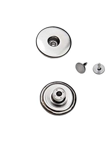 Jeansknöpfe Metallknopfe mit beweglichem Sockel ★ Rostfrei ★ in 14mm, 17mm und 20mm zur Auswahl (25 Stk. mit Nieten, 14mm Silber nickel-frei) von Ista Tools