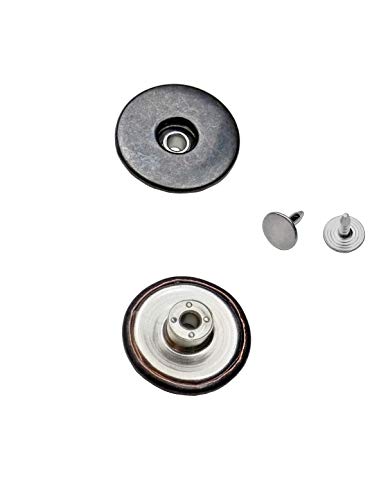 Jeansknöpfe Metallknopfe mit beweglichem Sockel ★ Rostfrei ★ in 14mm, 17mm und 20mm zur Auswahl (10 Stk. mit Nieten, 14mm Schwarz oxidiert) von Ista Tools