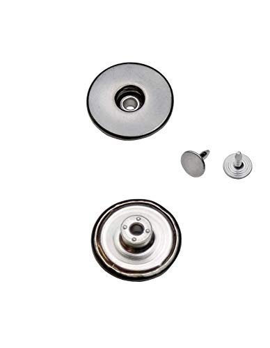 Jeansknöpfe Metallknopfe mit beweglichem Sockel ★ Rostfrei ★ in 14mm, 17mm und 20mm zur Auswahl (10 Stk. mit Nieten, 17mm Schwarz nickel-frei) von Ista Tools