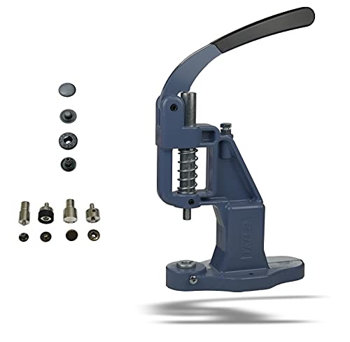 Set Knopfpresse mit 10mm, 12,5mm oder 15mm Druckknöpfe, in Messing, Rostfrei! (1, Set Presse mit 12,5 mm S-Feder Druckknöpfe schwarz) von Ista Tools