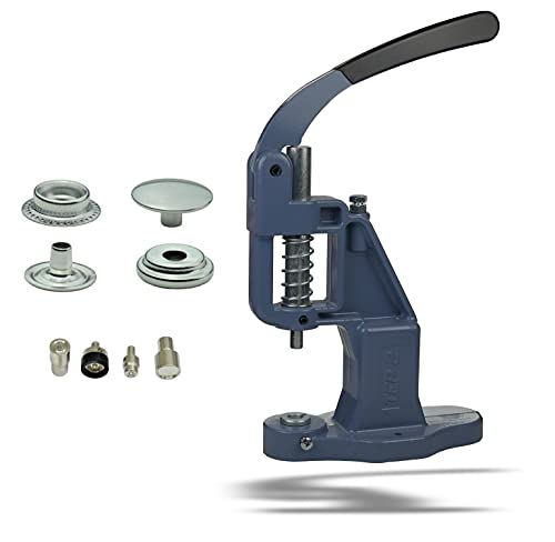 Set Knopfpresse mit 10mm, 12,5mm oder 15mm Druckknöpfe, in Messing, Rostfrei! (1, Set Presse mit 15mm Ring-Feder Druckknöpfe Silber) von Ista Tools