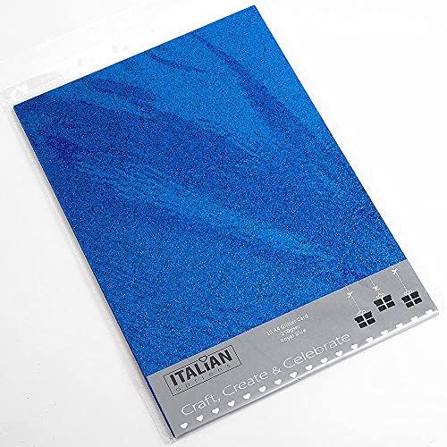 Glitzer-Karton, A4, 250 g/m², fusselfrei, Königsblau, 10 Blatt von Italian Options