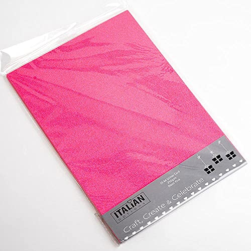 Glitzer-Karton, A4, 250 g/m², fusselfrei, fluoreszierend, neonrosa, 10 Blatt von Italian Options