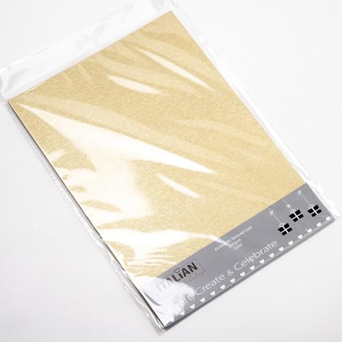 Italian Options 250 g/m² Metallic-Strukturpapier, 10 Blatt, goldfarben von Italian Options