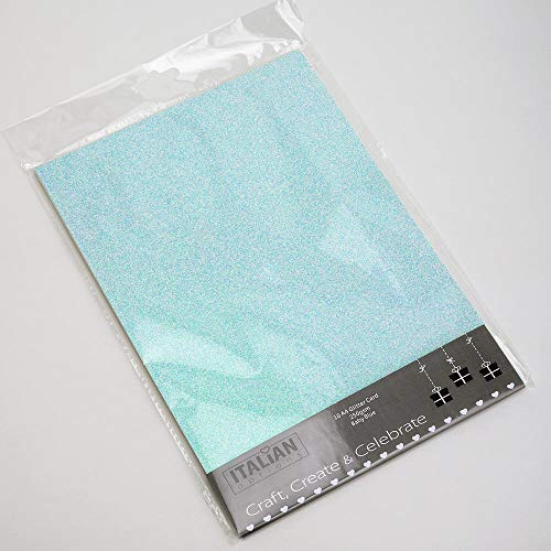 Italian Options 250 g/m² fusselfreies Glitzer-Karton-Bastelpapier, 10 Blatt, A4-Größe, Babyblau von Italian Options