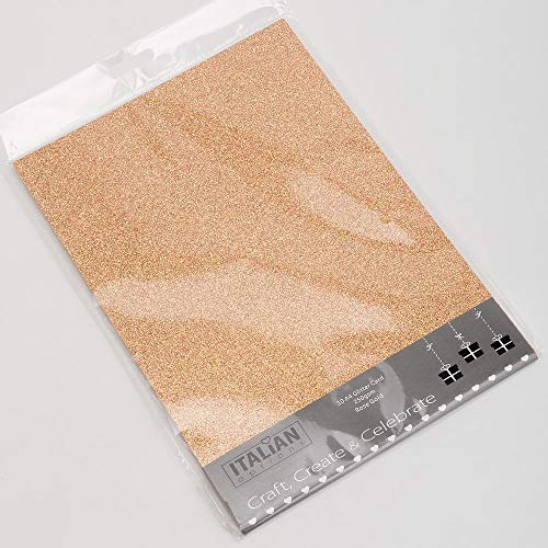 Italian Options 250 g/m² fusselfreies Glitzer-Karton-Bastelpapier, 10 Blatt, A4-Größe, Roségold von Italian Options