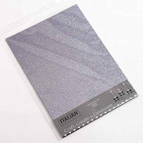 Italian Options 250 g/m² fusselfreies Glitzer-Karton-Bastelpapier, A4-Größe, Zinngrau von Italian Options