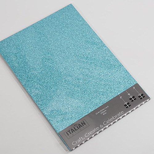 Italian Options Glitzerpapier, 250 g/m², fusselfrei, 10 Blatt, A4-Größe, Blau von Italian Options