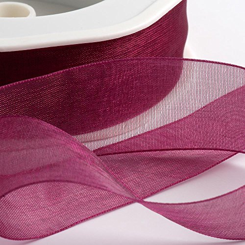 Italian Options Organza-Chiffon-Schleifenband, 7 mm x 50 m Rolle, Dunkles Himbeere von Italian Options