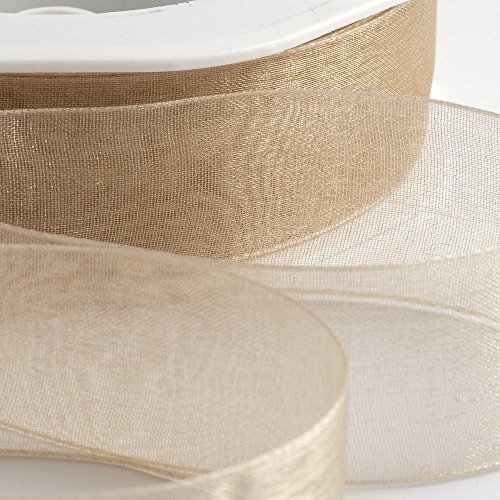 Italian Options Organza-Chiffonband, 15 mm x 20 m Rolle, Beige von Italian Options