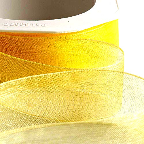 Italian Options Organza-Chiffonband, 15 mm x 20 m Rolle, Zitronengelb von Italian Options