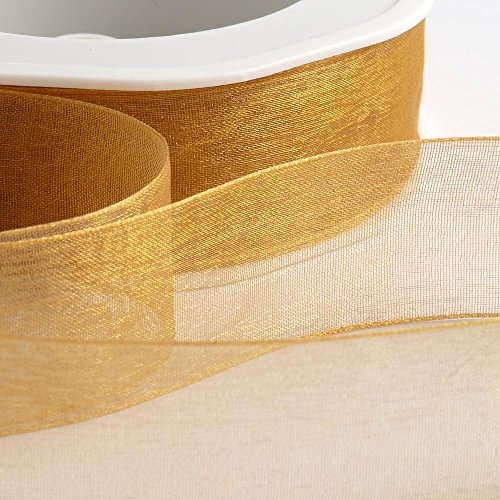 Italian Options Organza-Chiffonband, 25 mm x 20 m Rolle, Antikgold von Italian Options