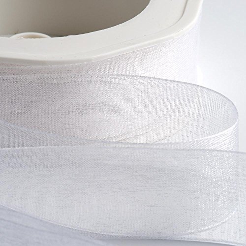 Italian Options Organza-Chiffonband, 25 mm x 20 m Rolle, Weiß von Italian Options