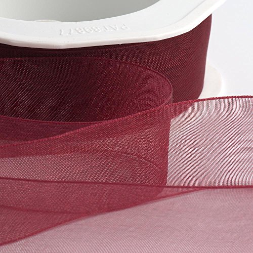 Italian Options Organza-Chiffonband, 38 mm x 20 m Rolle, Bordeaux von Italian Options