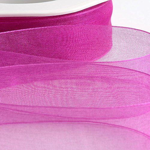 Italian Options Organza-Chiffonband, 7 mm x 50 m Rolle, Magenta von Italian Options