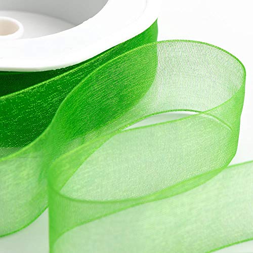 Italian Options Organza-Chiffonband, 7 mm x 50 m Rolle, Smaragd von Italian Options