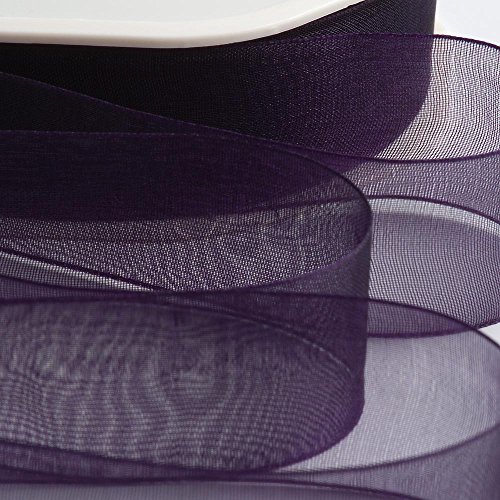 Italian Options Organza-Chiffonband, 7 mm x 50 m Rolle, auberginefarben von Italian Options