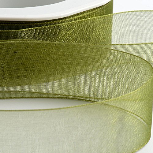 Italian Options Organza-Chiffonband, 7 mm x 50 m Rolle, moosgrün von Italian Options