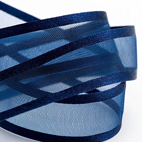 Italian Options - Organzaband mit Satin-Rand, 15 mm x 25 m, Marineblau von Italian Options