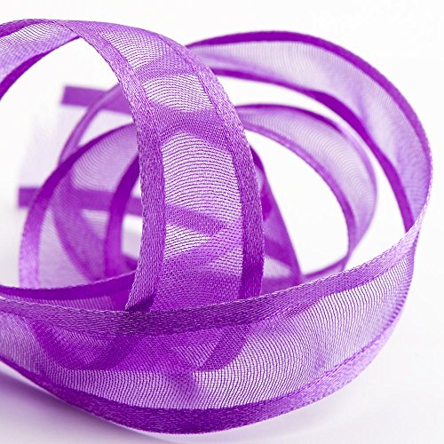 Italian Options - Organzaband mit Satinrand, 10 mm x 25 m, Violett von Italian Options