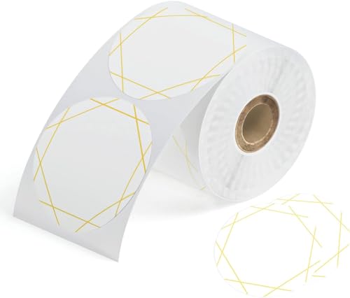 Itari 2×2 Thermo Etiketten - Etiketten selbstklebend (50mm x 50mm), Thermopapier mit Perforation für Etikettendrucker, Kompatibel mit eBay, FedEx, DHL, 500 Etiketten, goldene Linie von Itari