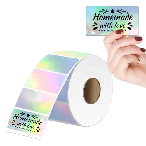 Itari 2.25"x1.25" Thermal Printer Sticker Labels - QR Code Labels for Storage, Circle Label Stickers Thermal Paper, Compatible with Shopify, Ebay, Amazon, FedEx, 500 PCS/Roll, Holographic Silver von Itari