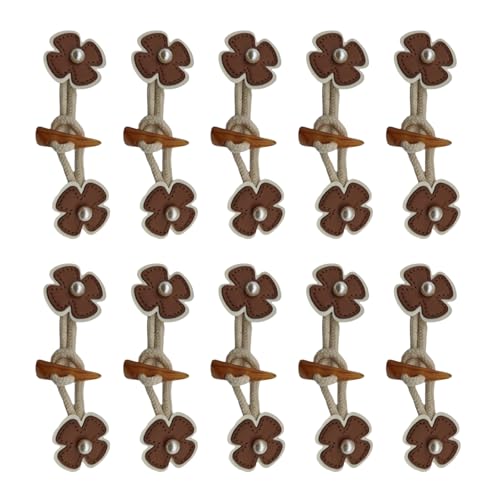 Itkcozcg 10 Stück Kunstleder-Knebelverschlüsse zum Aufnähen mit Hornknöpfen, Retro-Blumenverschlüsse, Knopf, Nähzubehör Itkcozcg 10 Stück Kunstleder-Knebelverschlüsse zum Aufnähen mit Hornknöpfen, Retro-Blumenverschlüsse, Knopf, Nähzubehör von Itkcozcg