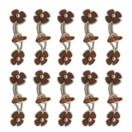 Itkcozcg 10 Stück Kunstleder-Knebelverschlüsse zum Aufnähen mit Hornknöpfen, Retro-Blumenverschlüsse, Knopf, Nähzubehör Itkcozcg 10 Stück Kunstleder-Knebelverschlüsse zum Aufnähen mit Hornknöpfen, Retro-Blumenverschlüsse, Knopf, Nähzubehör von Itkcozcg