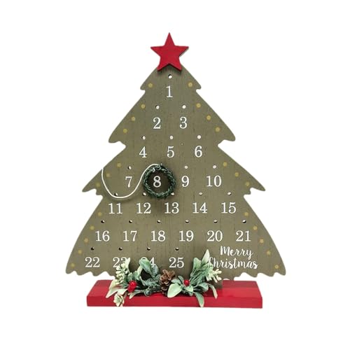 Itkcozcg Eleganter Adventskalender, Holz, Weihnachtsbaum, Weihnachtsfeier, Countdowns, Baumkalender, klare Zahlenanzeige für einfache Verwendung von Itkcozcg