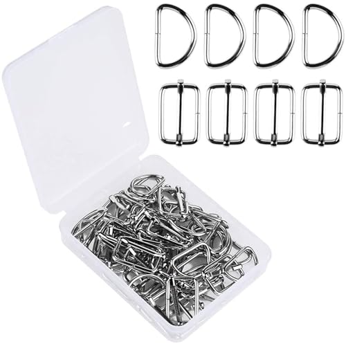 Itkcozcg Hardware-Schnallen-Set, Metall-Druckknöpfe, D-Ringe, verstellbare Schiebeschnallen, Triglide, rechteckige Einsteller, Taschenschnallen von Itkcozcg