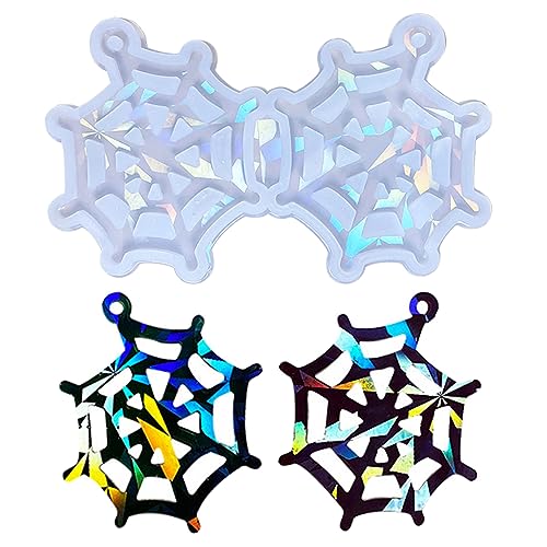 Itkcozcg Harz-Formen, Halloween-Spinnennetz-Silikonform, Harz-Form, Schlüsselanhänger, Schmuck, Ohrringe, Anhänger, Werkzeug, Bastelzubehör von Itkcozcg