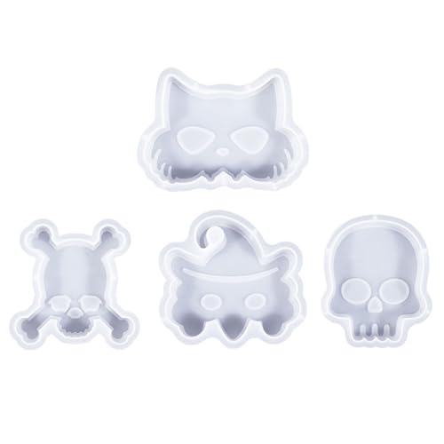 Itkcozcg Harzformen, 4 Stück/Set, Halloween-Kerzenformen, Ornament-Formen, Kürbisform, Silikonform, Fledermäuse, Gipsformen, handgefertigte Epoxidharz-Formen von Itkcozcg