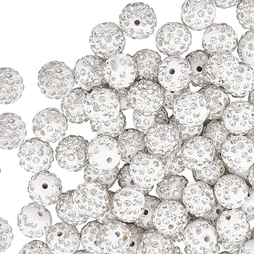 Itkcozcg Modisches Accessoire, stilvolle Bastelperlen, elegante weiße Ton-Strass-Perlen für Schmuck, funkelnde Kugeln, Bastelbedarf von Itkcozcg