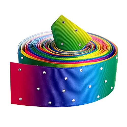 Itkcozcg Regenbogen-Ripsband mit Strasssteinen, Perlenband für Haarschleifen, Stirnband, Kunstverpackung, Party-Dekoration von Itkcozcg