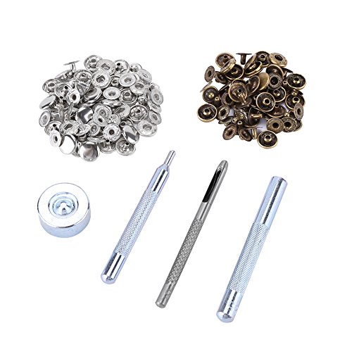 30-teiliges Metallknopf-Set, Komplette Werkzeuge -Lederarbeiten, Stoffe, Taschen, mit Silbernen und Bronzenen Knöpfen, Einfach zu Bedienen (#1) von Itonash