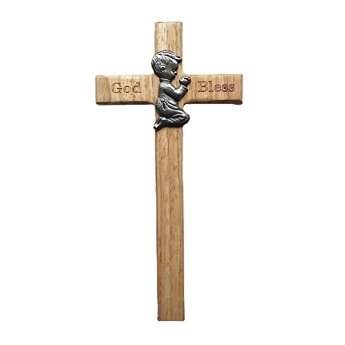 Baby-Kreuz für die Wand, Betender Kleiner Junge, Holzkreuz, Hölzernes Segenskreuz, Weihnachtsdekoration, Basteln für Neugeborene oder Kinder (A) von Itonash