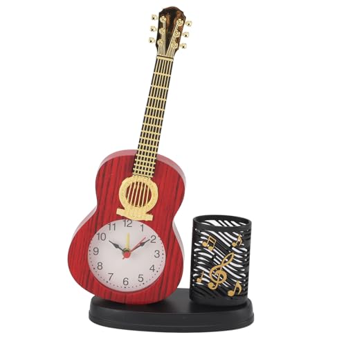 Gitarrenuhr mit Stifthalter, Multifunktionale, Robuste Gitarrenuhr mit Bleistiftspitzer für den Schreibtisch von Studenten, Ideales für Musikbegeisterte, Sammler, von Itonash