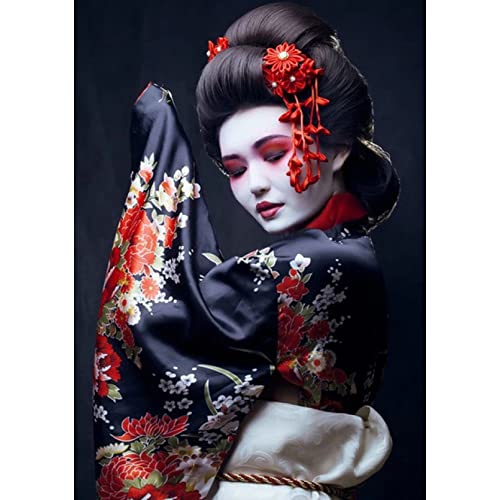 5D DIY Diamond Painting Groß Full Bilder Japanische Geisha-Porträt Diamant Painting Voll Set Diamant Malerei Kristall Kreuzstich Kunst Malerei nach Anzahl Kits Mosaik Gemälde 30x45cm von Iujbtb