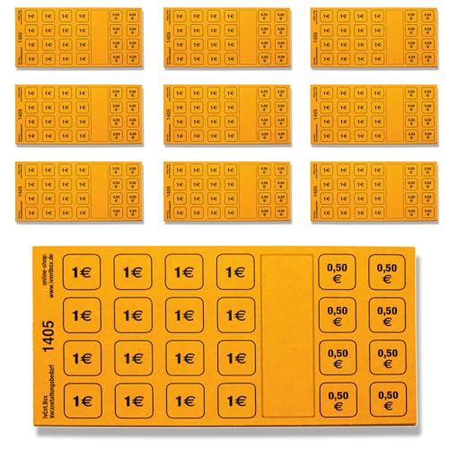 500 Blatt VERZEHRKARTEN | Abstreich-Wertmarken | 20,00 Euro Wert | 10 Blöcke à 50 Blatt | ORANGE von IvEnt.Box