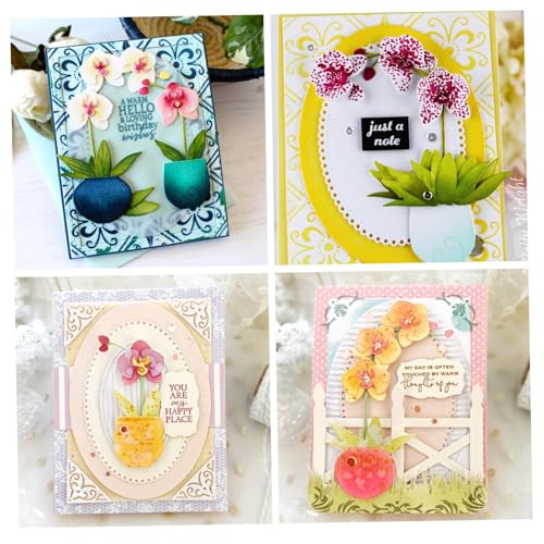 Ixppidxi Schneiden für Kartenherstellung Schmetterling Orchideen Blumentopf Schneiden Stanze Prägeordner Schablonen für Scrapbooking 3D -Karten Handwerk DIY Machen GEFÜGENMOLDS von Ixppidxi