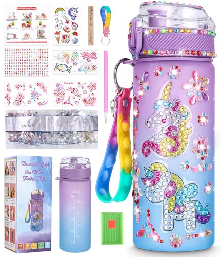 Mädchen geschenke 5 6 7 8 9 Jahre ：DIY Wasserflasche Basteln Einhorn Geschenke für Mädchen 5 7 8 10 11 12 Jahre Diamond Painting Aufklebern basteln Kinder geschenk mädchen Geburtstag Geschenkideen von Ixydor