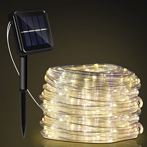 Izrielar 20 M Solar Lichtschlauch Lichterkette, LED Lichtschlauch, 200 LEDs Wasserdicht Außenlichterkette 8 Modi, für Hochzeit,Party und Weihnachten,Weihnachtsbeleuchtung, Warmweiß von Izrielar